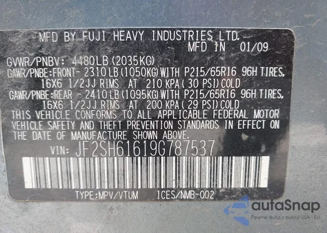 2009 Subaru Forester 2.5X z USA, uszkodzony, nr VIN JF2SH61619G787537